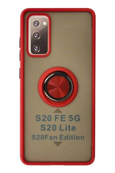 CepteToptan Samsung Galaxy S20 FE Kılıf Montreal Yüzüklü Silikon Kapak - Kırmızı - DROPX1824-3172