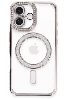 CepteToptan iPhone 16 Plus Kılıf Joke Simli Magneticsafe Kılıf - Pembe - DROPX3729-8320