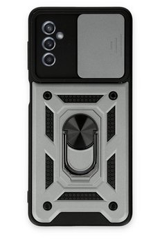 CepteToptan Samsung Galaxy M52 5G Kılıf Pars Lens Yüzüklü Silikon - Gümüş - DROPX3984-1541