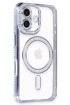 CepteToptan iPhone 16 Kılıf Joke Simli Magneticsafe Kılıf - Mavi - DROPX6253-4354