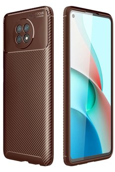 CepteToptan Xiaomi Redmi Note 9 5G Kılıf Auto Focus Karbon Kapak - Kahverengi - DROPX3464-8696