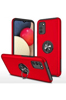 CepteToptan Samsung Galaxy A02S Kılıf Elit Yüzüklü Kapak - Kırmızı - DROPX9166-9073