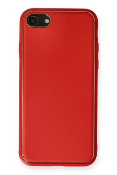 CepteToptan iPhone 7 Kılıf Coco Deri Silikon Kapak - Kırmızı - DROPX4491-8035