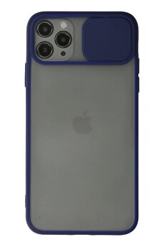 CepteToptan iPhone 11 Pro Max Kılıf Palm Buzlu Kamera Sürgülü Silikon - Lacivert - DROPX7822-9777