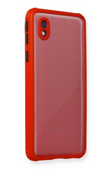 CepteToptan Samsung Galaxy A01 Core Kılıf Miami Şeffaf Silikon - Kırmızı - DROPX8781-7539