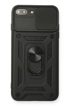 CepteToptan iPhone 7 Plus Kılıf Pars Lens Yüzüklü Silikon - Siyah - DROPX2413-7570