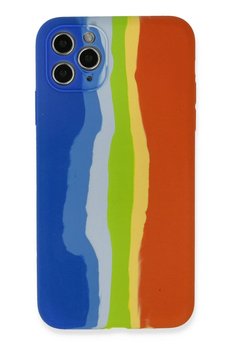 CepteToptan iPhone 11 Pro Kılıf Ebruli Lansman Silikon - Mavi-Turuncu - DROPX8348-5809
