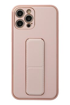 CepteToptan iPhone 12 Pro Kılıf Coco Deri Standlı Kapak - Pembe - DROPX9094-9898