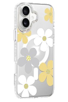 CepteToptan Apple iPhone 16 Floral Magsafe Kapak - Sarı - DROPX7925-5828