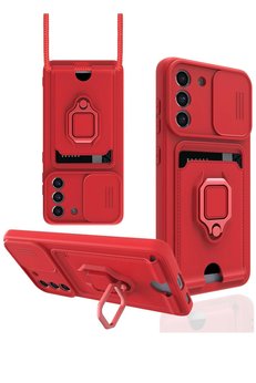 CepteToptan Samsung Galaxy S21 FE Kılıf Zuma Kartvizitli Yüzüklü Silikon - Kırmızı - DROPX9886-8167