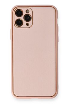 CepteToptan iPhone 11 Pro Kılıf Coco Deri Silikon Kapak - Pembe - DROPX1686-6059