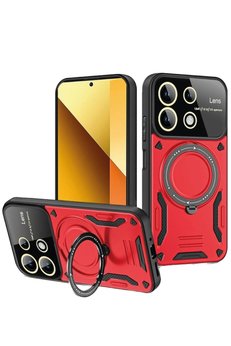 CepteToptan Xiaomi Redmi Note 13 4G Kılıf Joy Lens Standlı Kapak - Kırmızı - DROPX7812-7911