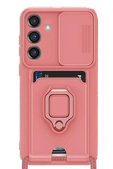 CepteToptan Samsung Galaxy S25 Plus Kılıf Zuma Kartvizitli Yüzüklü Silikon - Pembe - DROPX5444-6627