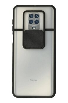 CepteToptan Xiaomi Redmi Note 9 Pro Kılıf Palm Buzlu Kamera Sürgülü Silikon - Siyah - DROPX3184-8729