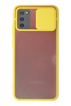 CepteToptan Samsung Galaxy A02S Kılıf Palm Buzlu Kamera Sürgülü Silikon - Sarı - DROPX6122-4059