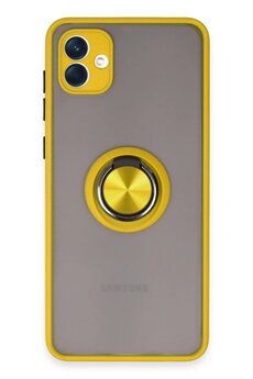 CepteToptan Samsung Galaxy A04 Kılıf Montreal Yüzüklü Silikon Kapak - Sarı - DROPX9620-6034