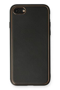 CepteToptan iPhone 7 Kılıf Coco Deri Silikon Kapak - Siyah - DROPX9475-1987