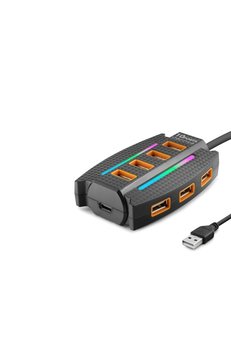 Evimdeyokyok Usb Rgb Hub 10 Port 480 Mbps 1.2 M Siyah Hdx7036