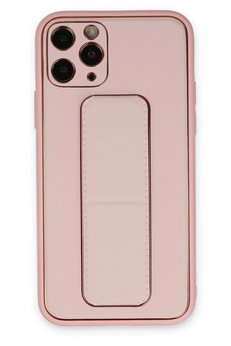 CepteToptan iPhone 11 Pro Kılıf Coco Deri Standlı Kapak - Pembe - DROPX4642-4018