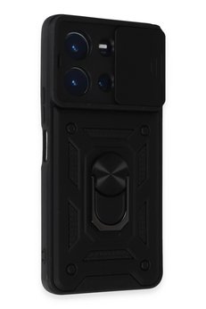 CepteToptan Vivo Y36 Kılıf Pars Lens Yüzüklü Silikon - Siyah - DROPX8708-3257