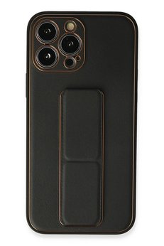CepteToptan iPhone 13 Pro Max Kılıf Coco Deri Standlı Kapak - Siyah - DROPX3076-2910