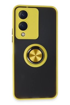 CepteToptan Vivo Y17S Kılıf Montreal Yüzüklü Silikon Kapak - Sarı - DROPX7143-8509