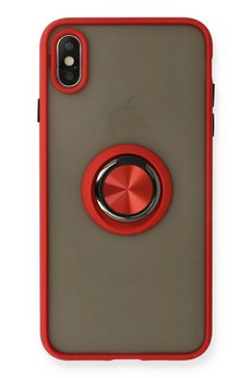 CepteToptan iPhone X Kılıf Montreal Yüzüklü Silikon Kapak - Kırmızı - DROPX1990-1064
