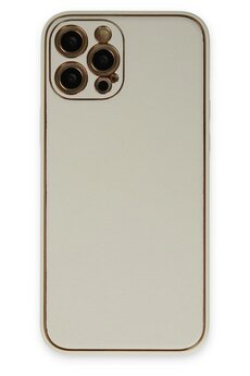 CepteToptan iPhone 12 Pro Kılıf Coco Deri Silikon Kapak - Beyaz - DROPX4229-2051