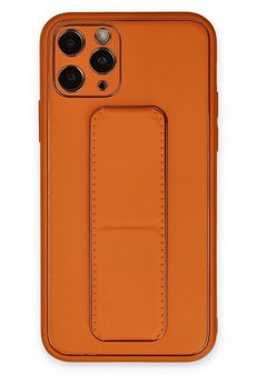 CepteToptan iPhone 11 Pro Kılıf Coco Deri Standlı Kapak - Turuncu - DROPX6273-7686