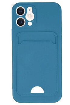 CepteToptan iPhone 12 Kılıf Kelvin Kartvizitli Silikon - Mavi - DROPX9875-2367
