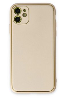 CepteToptan iPhone 12 Kılıf Coco Deri Silikon Kapak - Gold - DROPX9501-3465