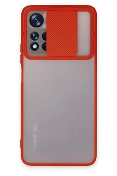 CepteToptan Xiaomi Redmi Note 11T Kılıf Palm Buzlu Kamera Sürgülü Silikon - Kırmızı - DROPX3276-8564