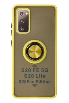 CepteToptan Samsung Galaxy S20 FE Kılıf Montreal Yüzüklü Silikon Kapak - Sarı - DROPX1197-3042