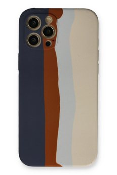 CepteToptan iPhone 12 Pro Max Kılıf Ebruli Lansman Silikon - Lacivert-Krem - DROPX8481-7285