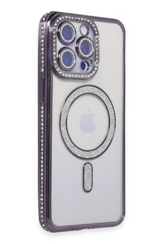 CepteToptan iPhone 14 Pro Max Kılıf Joke Simli Magneticsafe Kılıf - Derin Mor - DROPX8822-2044