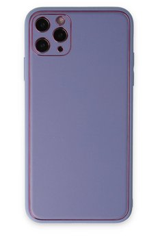 CepteToptan iPhone 11 Pro Max Kılıf Coco Deri Silikon Kapak - Açık Lila - DROPX6172-8552