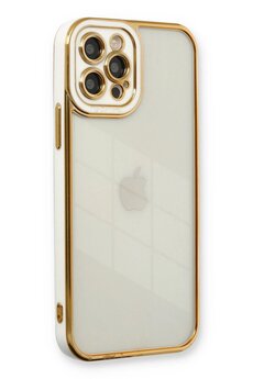 CepteToptan iPhone 12 Pro Max Kılıf Liva Lens Silikon - Beyaz - DROPX1421-6536
