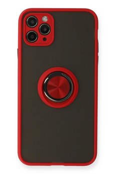 CepteToptan iPhone 11 Pro Kılıf Montreal Yüzüklü Silikon Kapak - Kırmızı - DROPX4461-2167