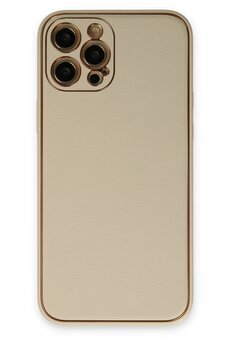 CepteToptan iPhone 12 Pro Kılıf Coco Deri Silikon Kapak - Gold - DROPX5041-2771