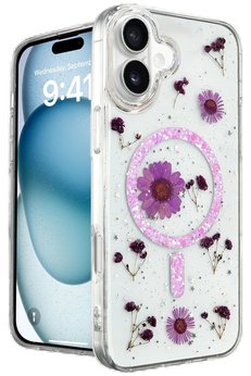 CepteToptan iPhone 16 Kılıf Daisy Simli Magsafe Kapak - Mor - DROPX3744-8853