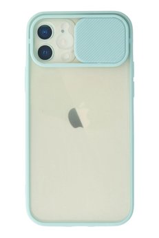CepteToptan iPhone 12 Kılıf Palm Buzlu Kamera Sürgülü Silikon - Turkuaz - DROPX1007-1084