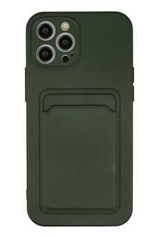 CepteToptan iPhone 12 Pro Max Kılıf Kelvin Kartvizitli Silikon - Koyu Yeşil - DROPX9682-3757
