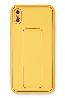 CepteToptan iPhone XS Max Kılıf Coco Deri Standlı Kapak - Sarı - DROPX6647-8481