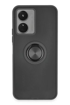 CepteToptan Vivo Y16 Kılıf Montreal Yüzüklü Silikon Kapak - Siyah - DROPX6640-1256
