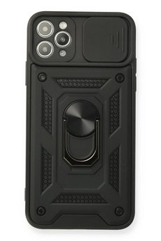 CepteToptan iPhone 11 Pro Kılıf Pars Lens Yüzüklü Silikon - Siyah - DROPX2660-9220