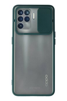 CepteToptan Oppo Reno 5 Lite Kılıf Palm Buzlu Kamera Sürgülü Silikon - Yeşil - DROPX9131-5215