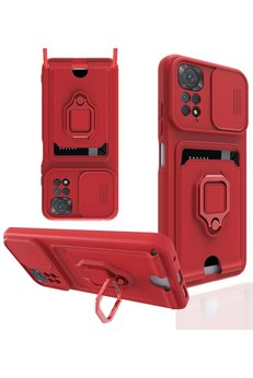 CepteToptan Xiaomi Redmi Note 11 Pro Kılıf Zuma Kartvizitli Yüzüklü Silikon - Kırmız? - DROPX9797-5914