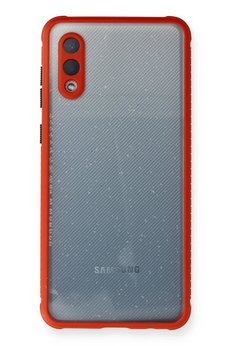 CepteToptan Samsung Galaxy A02 Kılıf Miami Şeffaf Silikon - Kırmızı - DROPX1255-2497