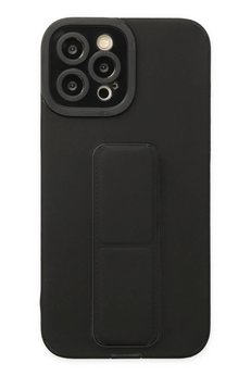 CepteToptan iPhone 12 Pro Max Kılıf Mega Standlı Silikon - Siyah - DROPX2160-6911