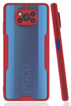 CepteToptan Xiaomi Pocophone X3 Kılıf Platin Silikon - Kırmızı - DROPX7218-2858